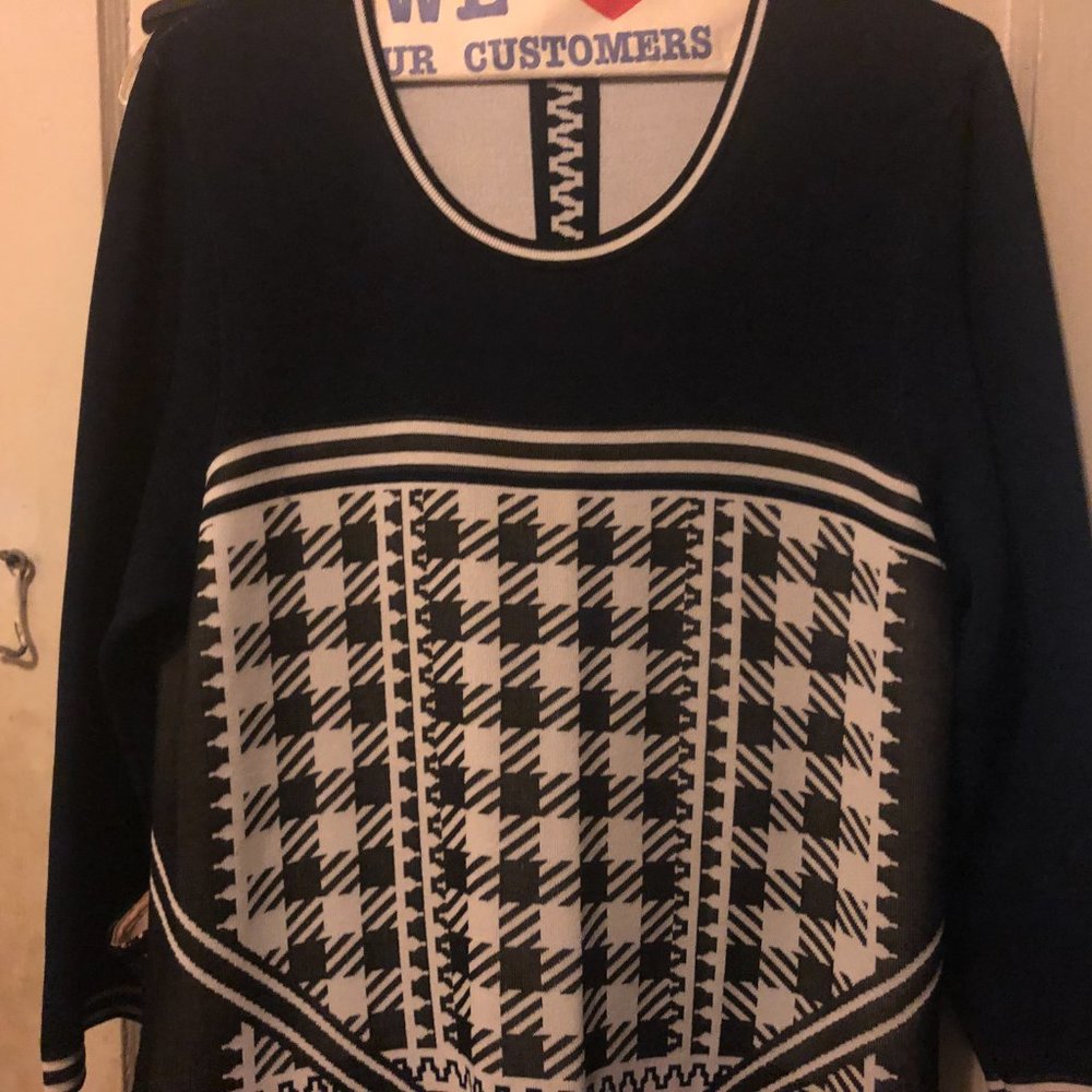 Escada Black and White Patterned Dress